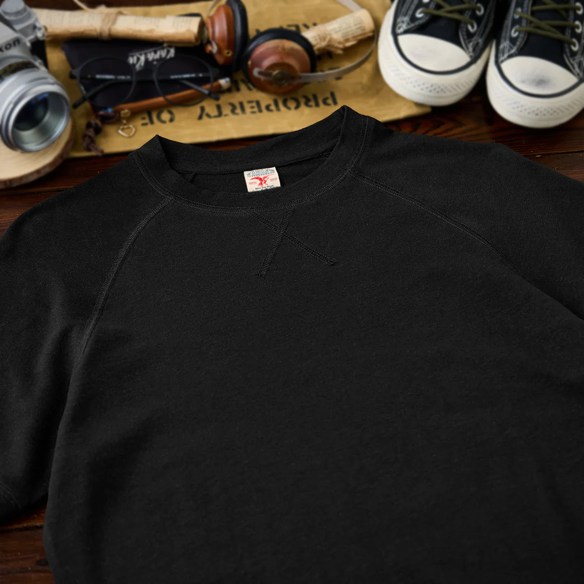 Vガゼット入り ヘンプ×ウール混紡オーダーメイド生地半袖Tシャツ - Image 4