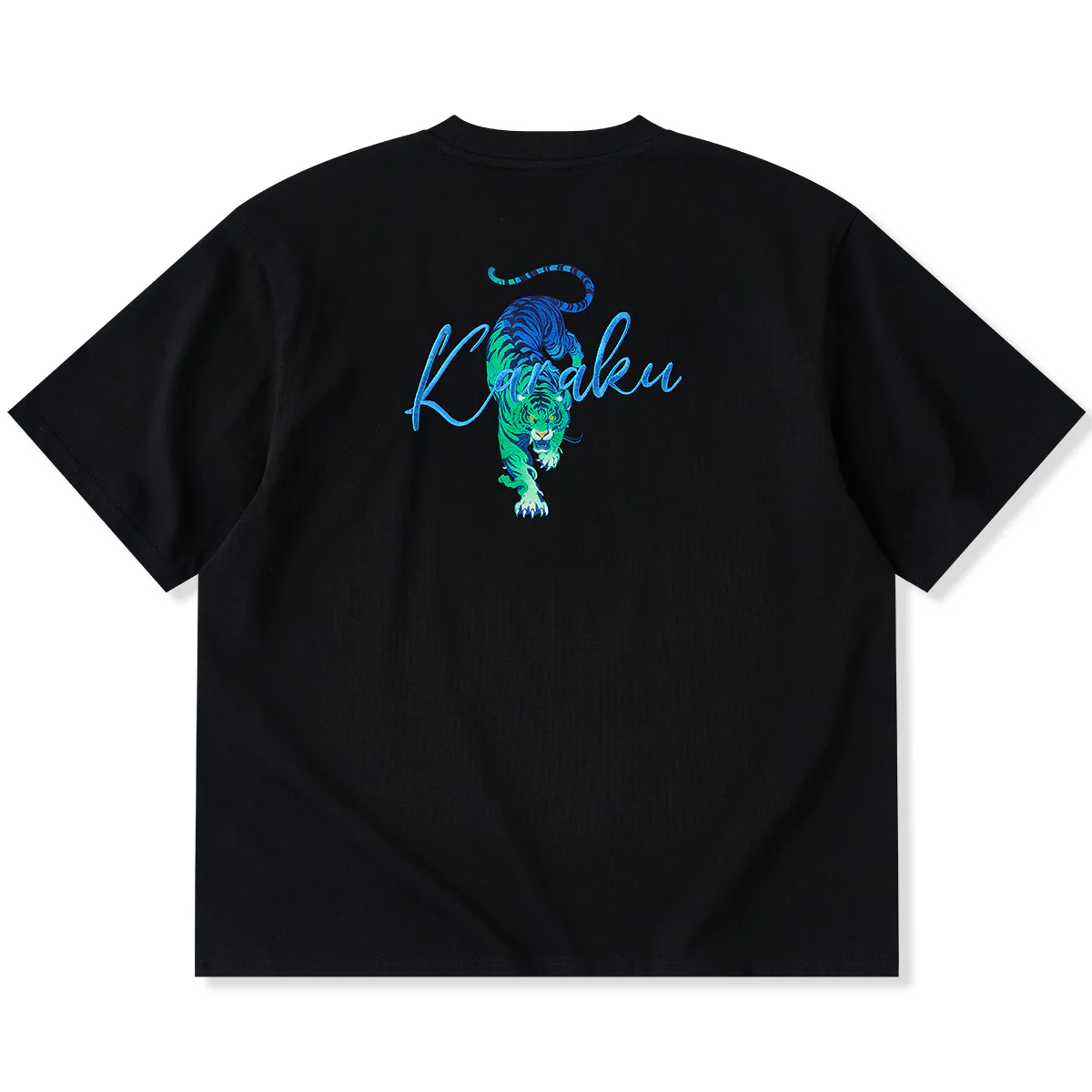 【予約】「光る目をした虎」プリント＆虎・KaraKu刺繡入りコットンTee