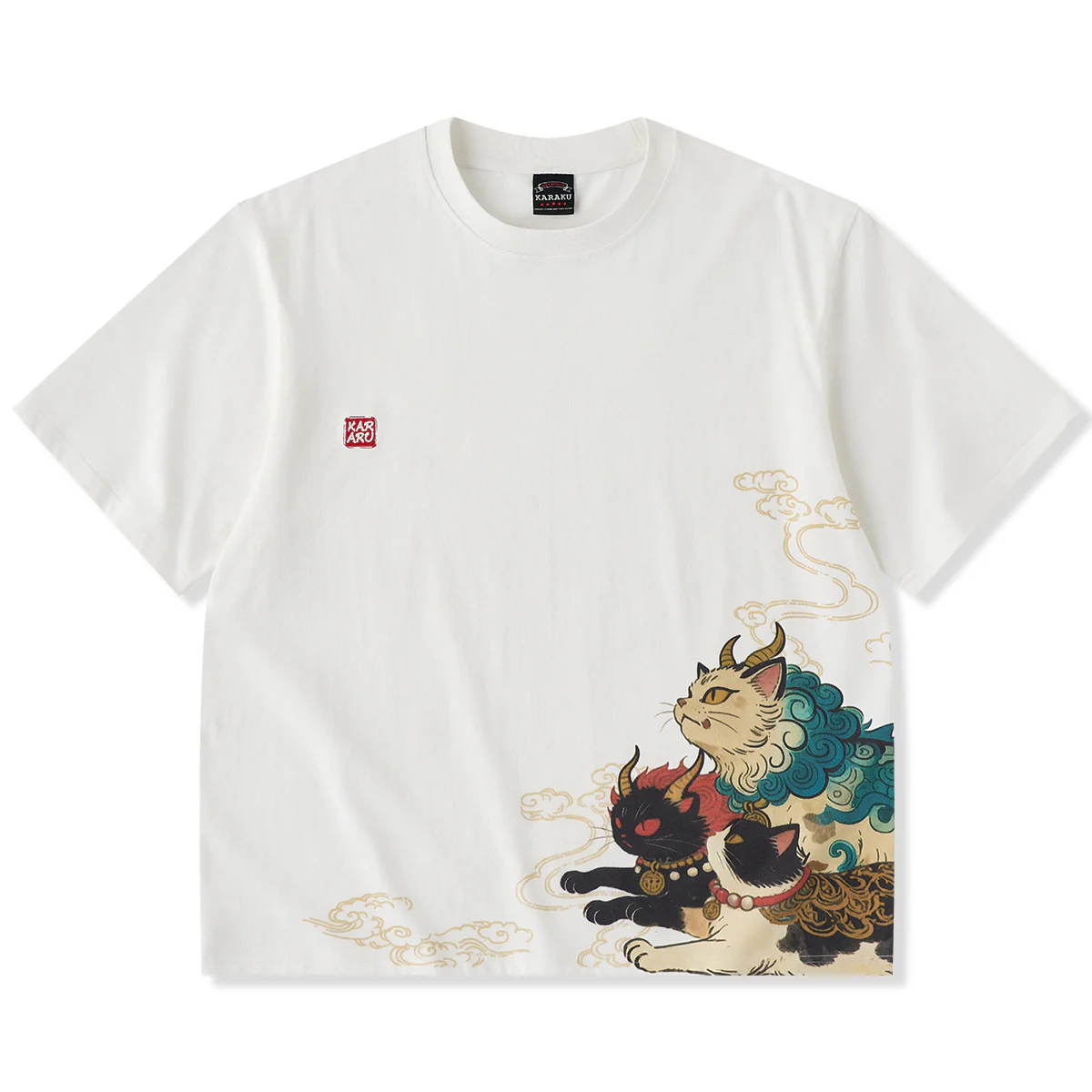 【予約】「山海経・霊獣」プリント＆KaraKu刺繡入りコットンTee