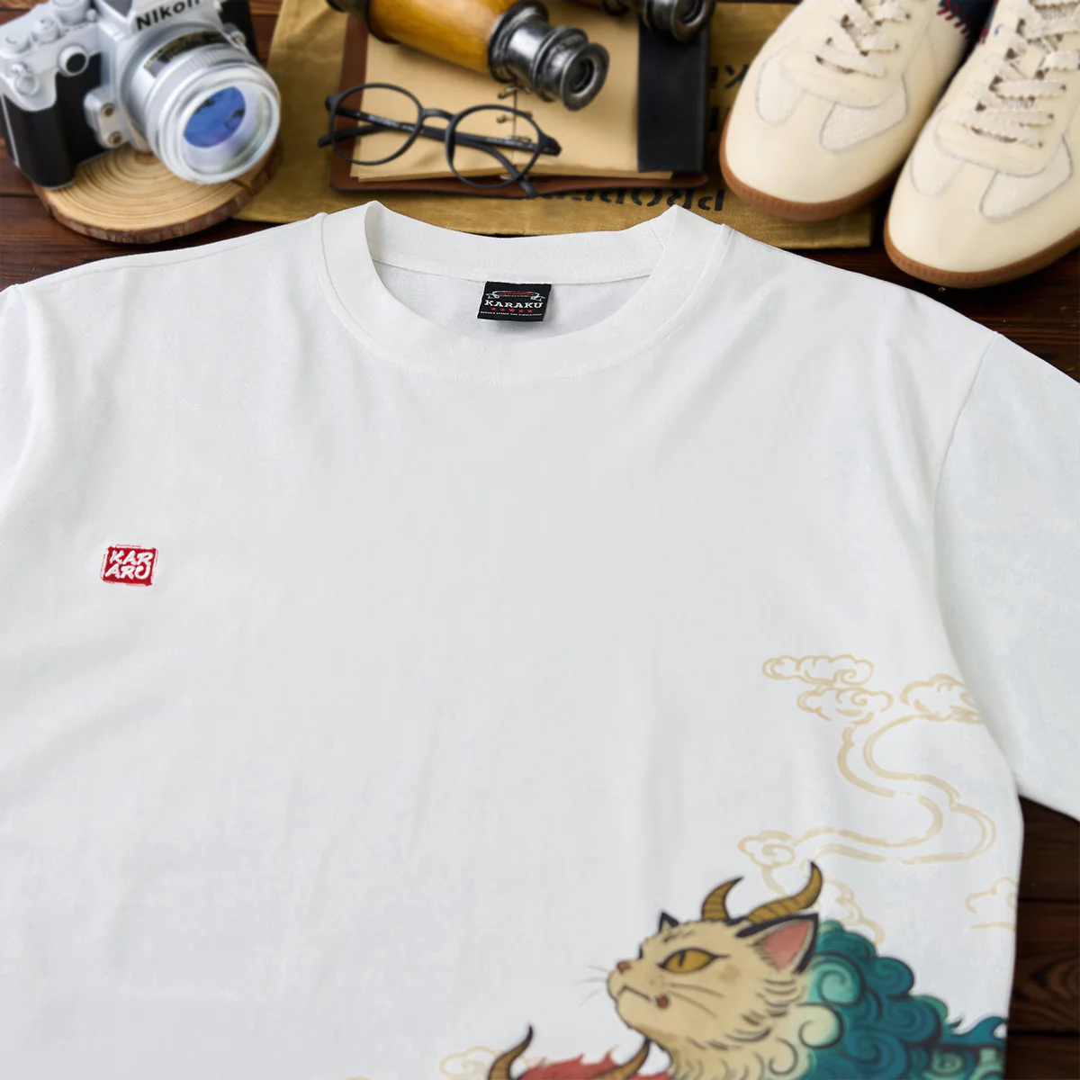 【予約】「山海経・霊獣」プリント＆KaraKu刺繡入りコットンTee - Image 4