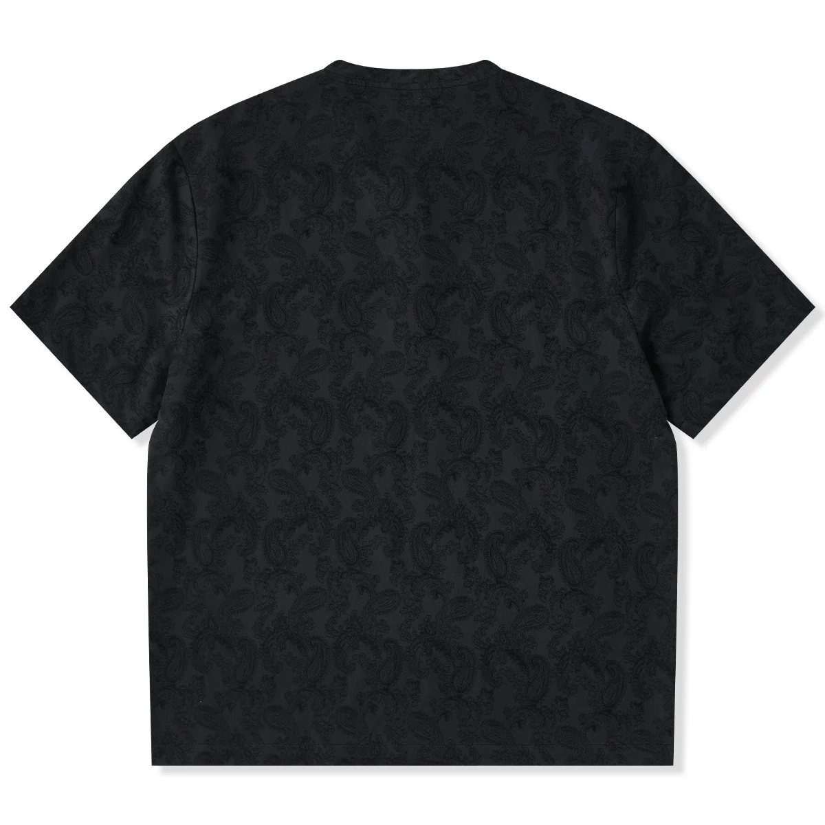 【予約】ウール混　ペイズリー柄ジャカード織りヘンリーネックTシャツ - Image 2