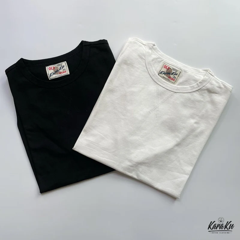 2枚組！無地2色コットン海軍クルーネックTee - Image 7