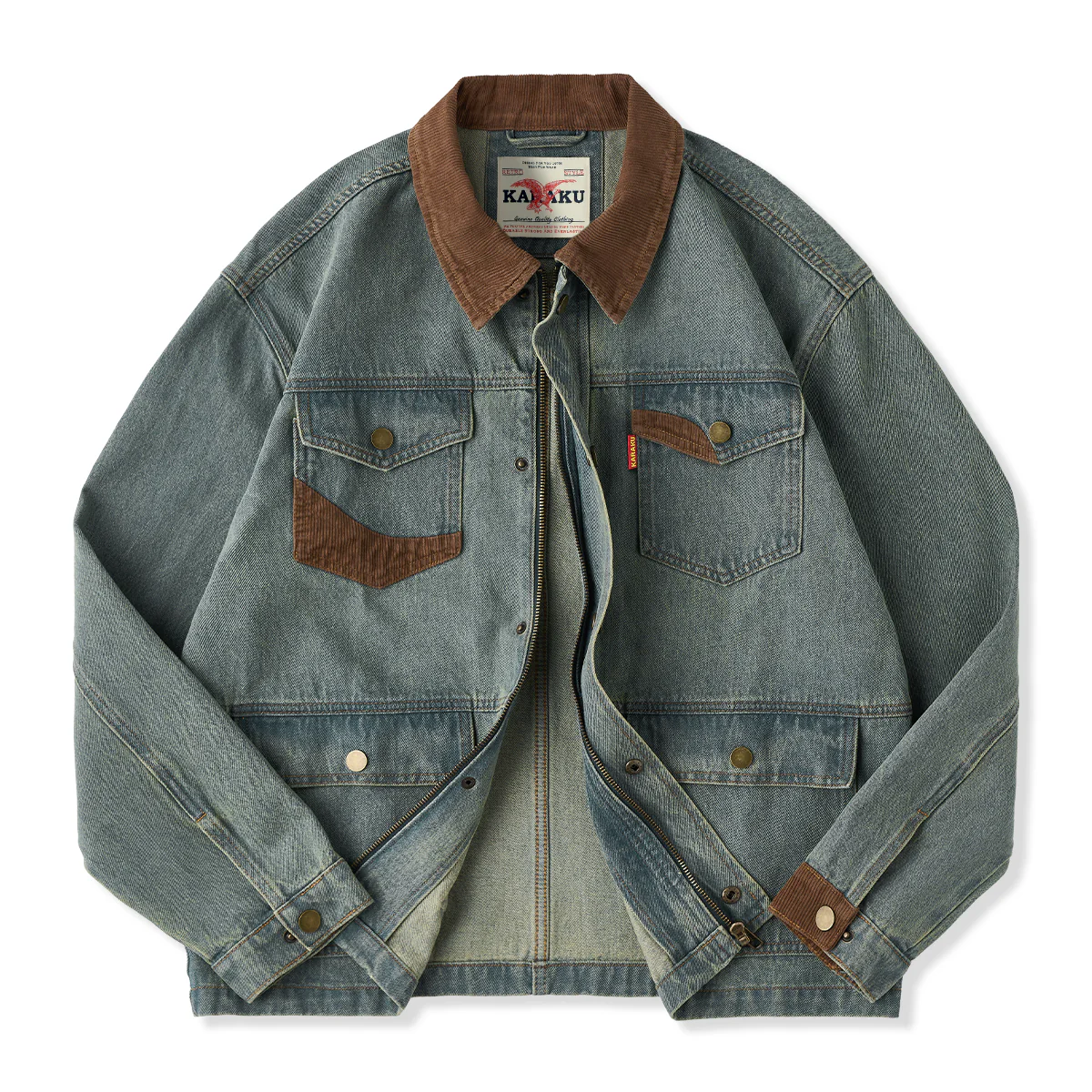4-Pockets　コーデュロイ切り替えデニムワークジャケット
