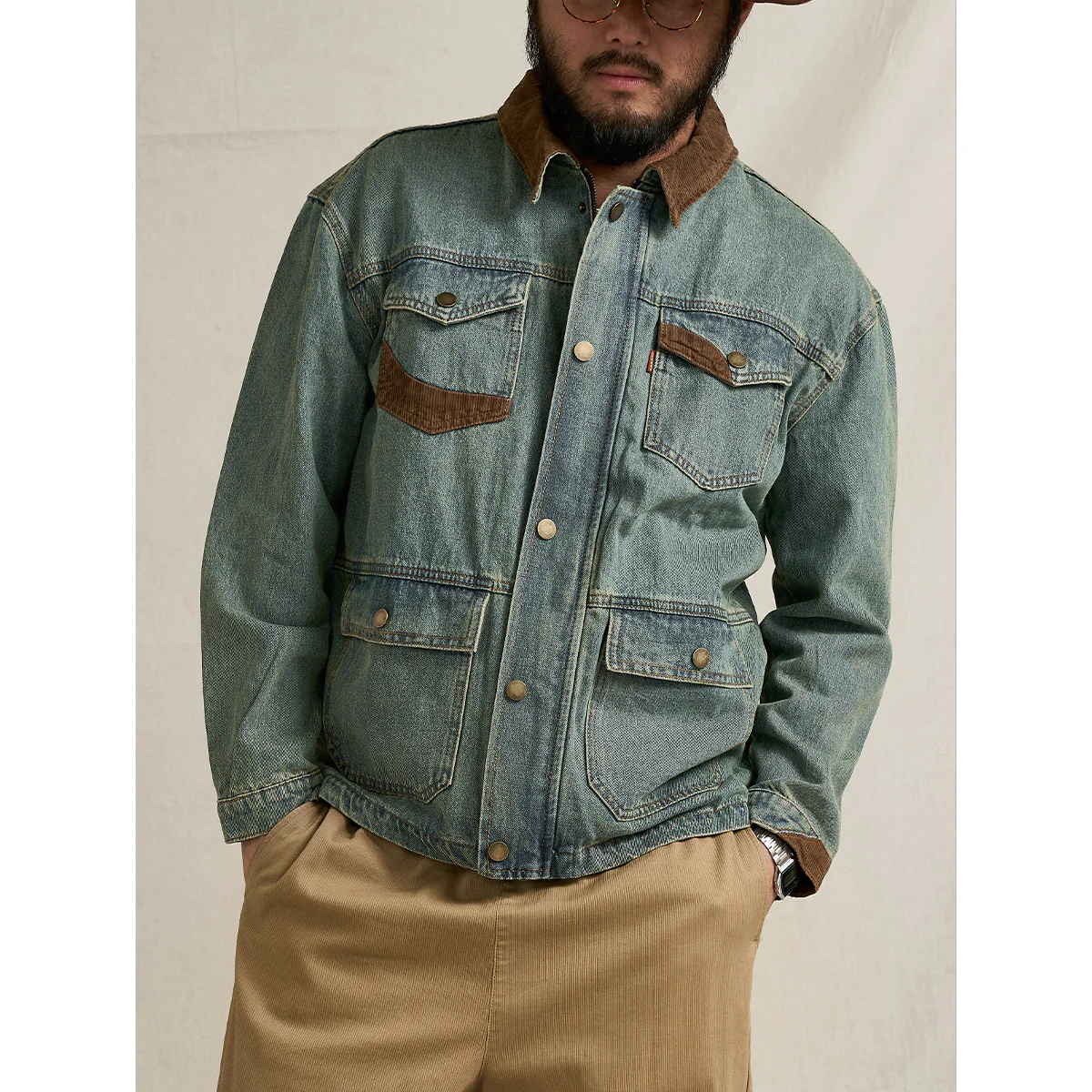4-Pockets　コーデュロイ切り替えデニムワークジャケット - Image 6