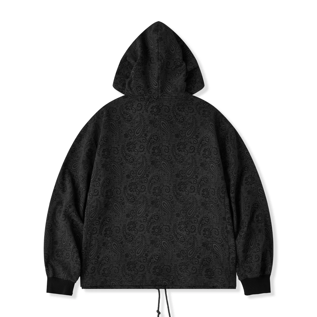 「KaraKu」刺繡ロゴ　ペイズリー総柄コットンフーディー - Image 2