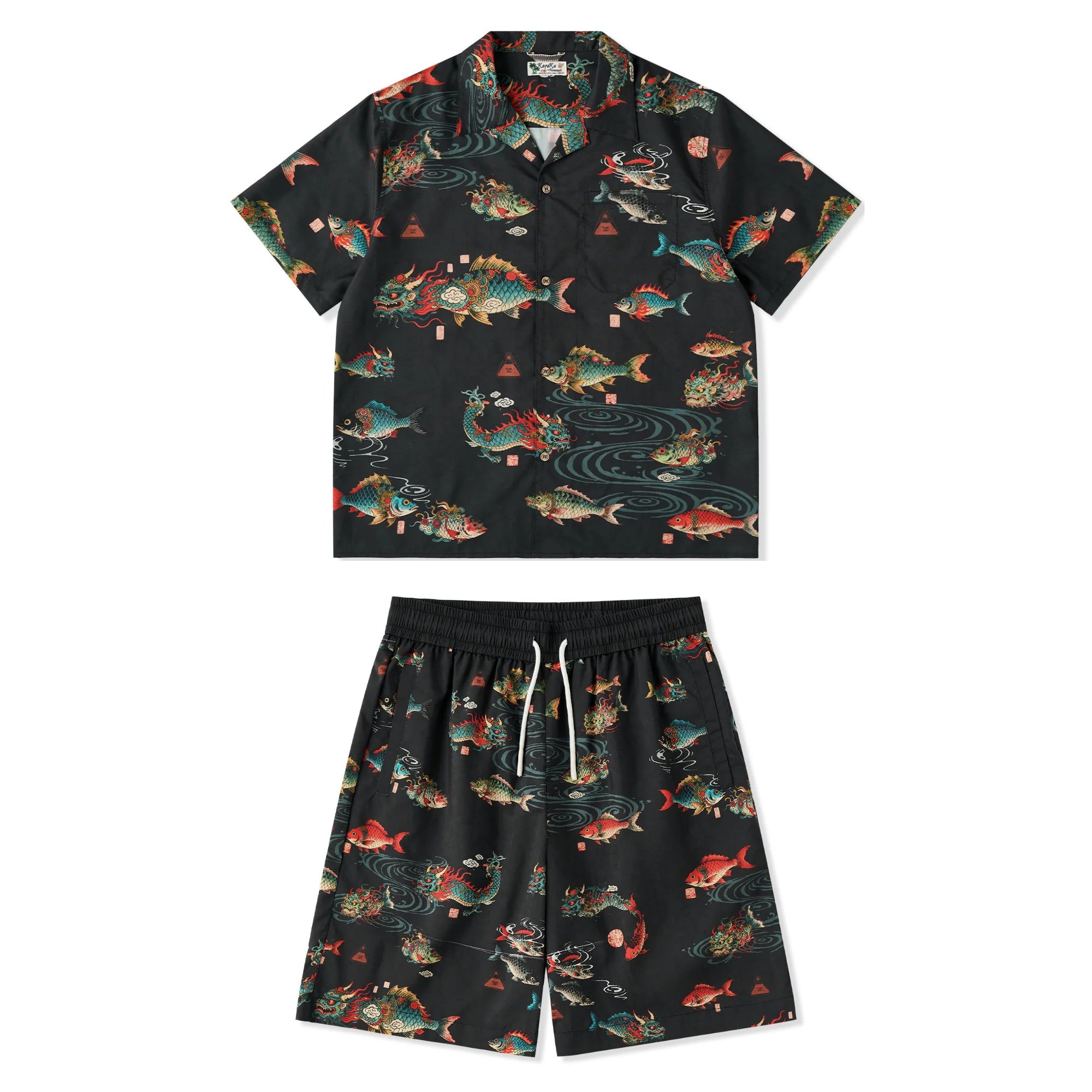 「山海経・魚化龍伝説」プリント入り　テンセルライクショートパンツ - Image 3