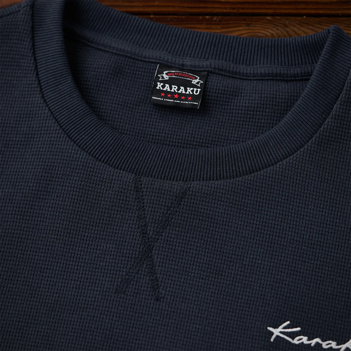 Karaku刺繍入り　裾異素材コンビワッフルマウンテンスウェット - Image 10