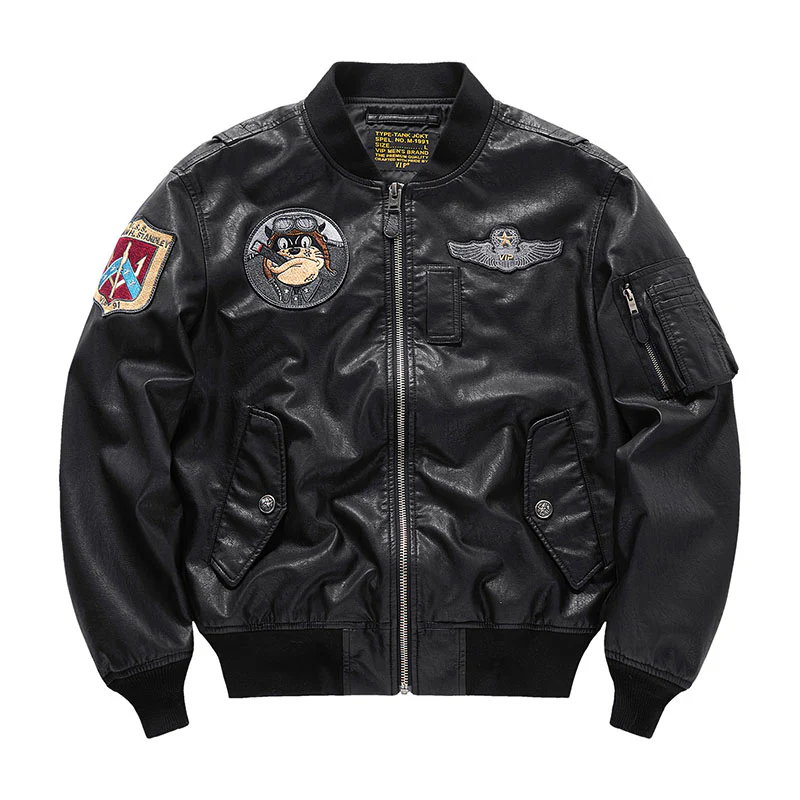 (Biker)レザーMA-1フライトジャケット