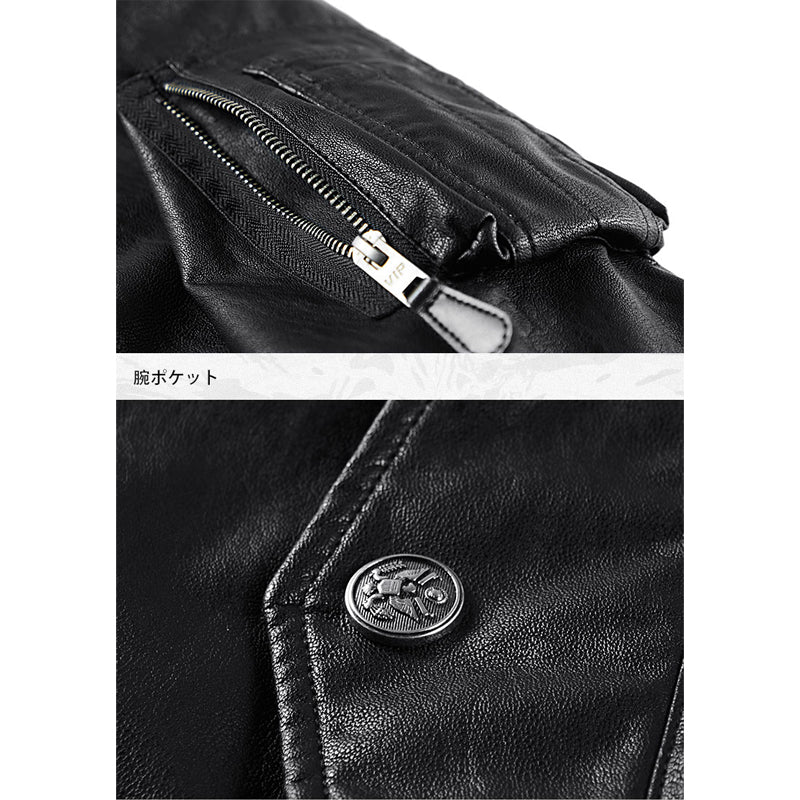 (Biker)レザーMA-1フライトジャケット - Image 8